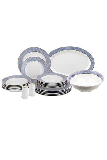 HIC 22 Piece Porcelain Dinner Set Bleu With Gold