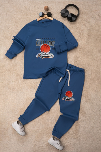 Mai Perla Basketball Patterned Bottom Top Tracksuit Set Kids Set