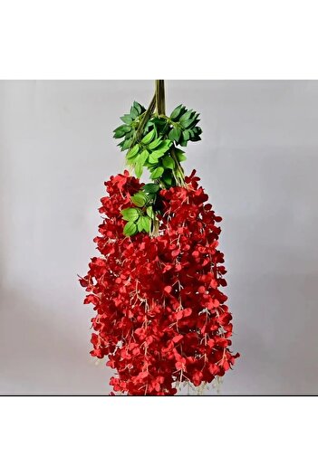 YAPAY ÇİÇEK DERYASI 1 Branch Red Dangling Acacia Flower Engagement Wedding Decor Ornament