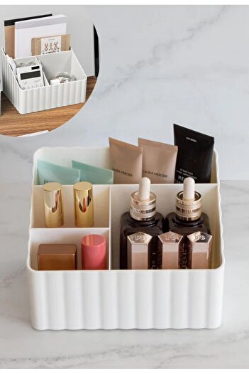 Bayev Buse Makeup and Cosmetic Organizing Box 4 Compartments Perfume Cream Pen Holder Desktop Organizer