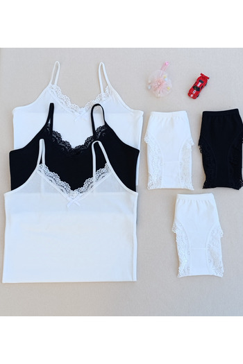 siyalife Lace 3-Piece Women's Undershirt Underwear Set