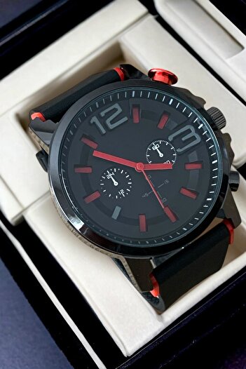 Louis Genessio Steel Case/Silicone Cord Red Sports Men's Wristwatch