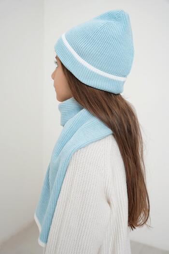 CHUBA Blue Thessaloniki Knit Scarf and Beanie Set for Children 7-12 Years - Chkıds106
