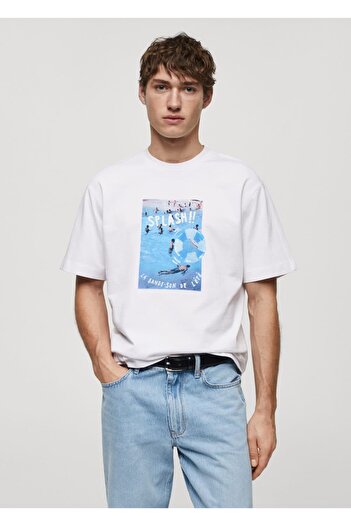 MANGO Man T-Shirt aus Baumwolle mit Zeichnungsmuster
