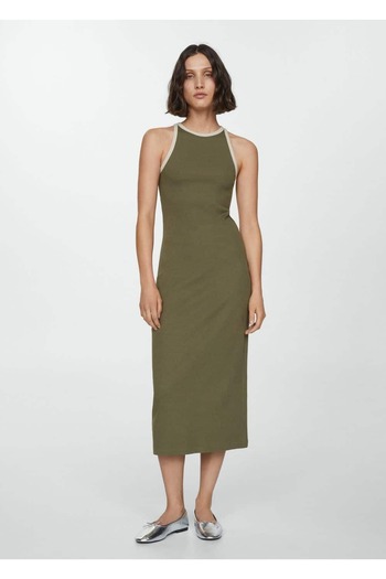 MANGO Woman Contrast Stripe Knitwear Dress