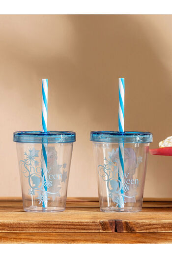 LC Waikiki Lcwk Frozen Printed Glass with Straw Set of 2