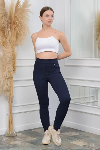 UNIQUE LADY Women's Denim Pants Look Back Pocket Leggings