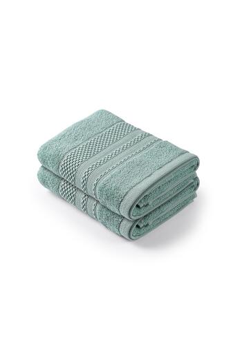 Bluenity Softy - 100% бавовняний набір з 2 рушників для рук/обличчя 50x90 см, зелений