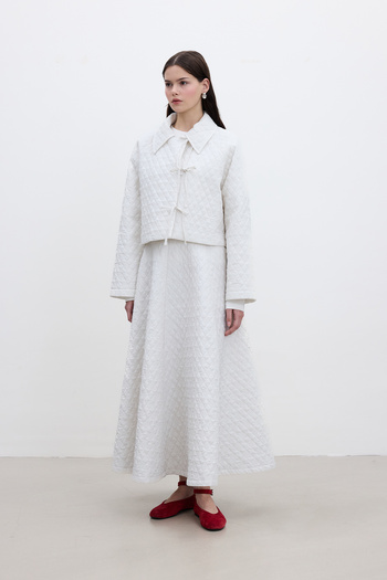 Manuka Quilted Wide Skirt Vanilla