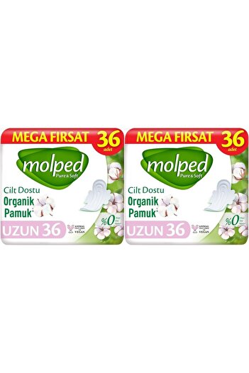 Molped Pure&Soft Sanitary Pad - Long 72, 2 Pack (36) Pieces Mega Pack