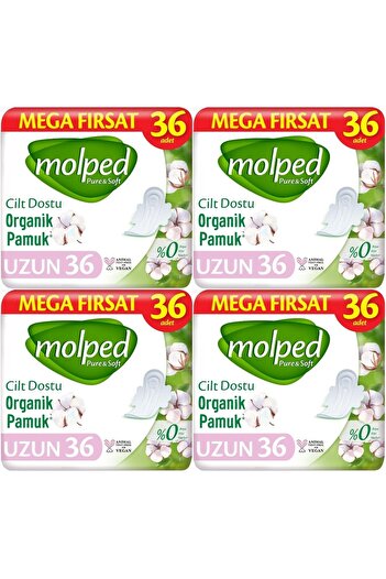 Molped Pure&Soft Sanitary Pad - Long 144, Mega 4Pk*36 Pieces