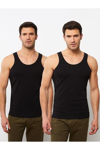 LC Waikiki Black Crew Neck Basic Cotton Men's Undershirt Set of 2