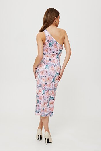 Makover Midi dress with a print and a teardrop neckline