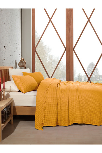 destinyhometex 100% Cotton Waffle Bedspread 230X250 cm Double King Size