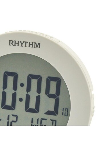 Rhythm Round Digital Display Alarm Clock with LED Light and Snooze Function 10.2x5x9.8cm