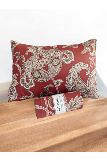 CollessiaHome Burgundy Single Fitted Sheet Set - 100% Cotton Satin Patterned