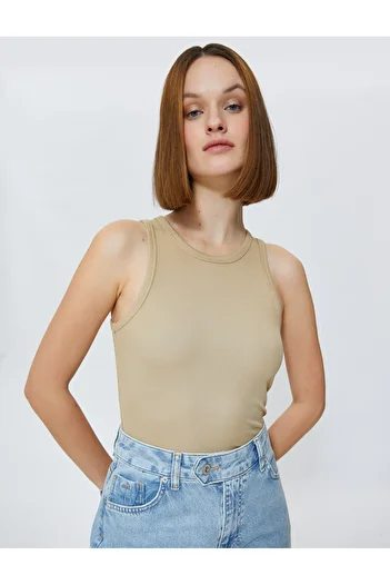 Koton Basic-Tanktop mit geripptem Neckholder-Kragen