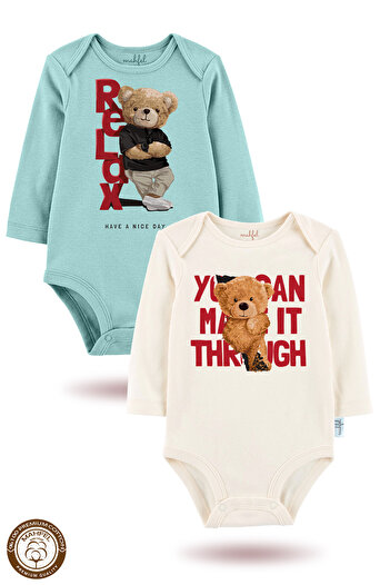 MAHFEL 2-Piece 100% Cotton Organic Printed Snap Fastener Baby Bodysuit