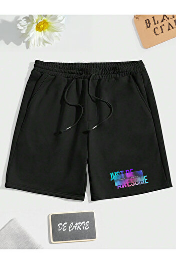 De Carte Just Be Awesome Printed Sporty Seasonal Black Men's Bermuda Shorts