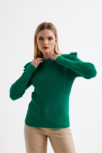 ikomteks Ruffled Shoulder Detailed Knitwear Sweater
