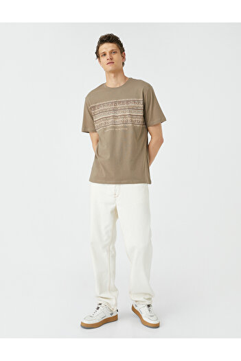 Koton Basic T-Shirt Crew Neck Ethnic Printed Short Sleeve