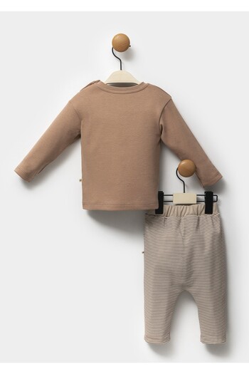 Moi Noi Baby Boy Set - 100% Cotton, Person Pattern, Brown Color