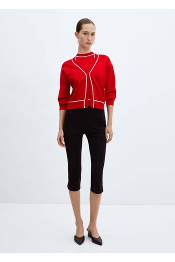 MANGO Woman Contrast Colored Decorated Cardigan