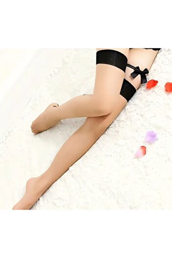 Dgt Luxury Stitching and Lettering Detailed Above Knee Garter Stockings Adult Stockings
