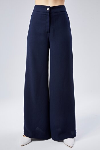 Modabenna Crepe Fabric Elastic Waist Relaxed Cut Women's Trousers