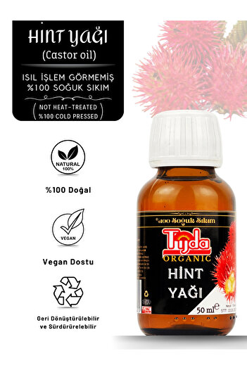 TİJDA Castor Oil Cold Pressed Castor Oil &100 Pure and Natural 50 ml
