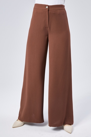 Modabenna Crepe Fabric Elastic Waist Relaxed Cut Women's Trousers