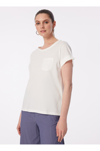 Sisley Crew Neck White Women's T-Shirt 3I1Xl1058