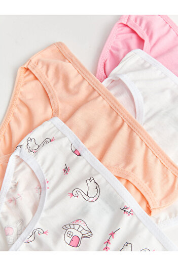 LC Waikiki Lcwk Printed Cotton Baby Girl Panties Set of 4