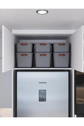 Bayev Boxsıs 3 Pieces of 15 and 3 Pieces of 10 Lt Organizer with Lid Box Storage Decorative In-Cabinet Organizer