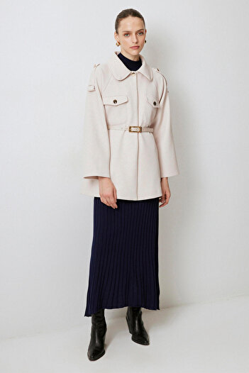 Touché Privé Gold Button Detailed Belt Jacket