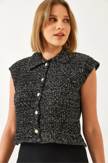 Bianco Lucci Women's Black Knitwear Vest 20246244