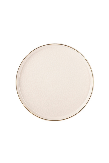 Tantitoni React Cream Color Gold Slimed Thin Ceramic Cake Plate 20cm