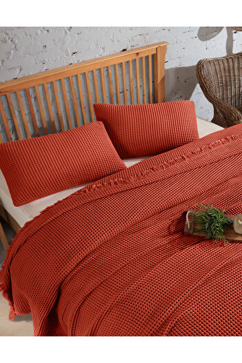 destinyhometex Double Waffle Bedspread - 100% Cotton, 220X240Cm/2 Pieces, 50X70Cm Pillowcases