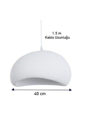 Qdec İskandinav Beton Avize 40 cm Beyaz