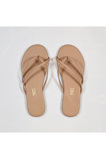 Tkees Women's Cream Double Band Daily Stylish Flip Flops