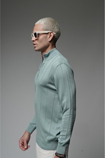 king brich Men's Knitwear Sweater with Stand Collar Half Zipper