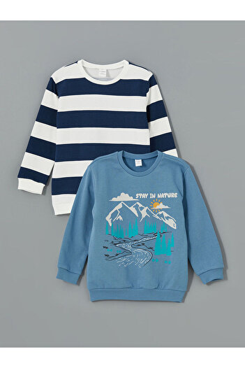 LC Waikiki Lcwk Crew Neck Printed Boys' Sweatshirt 2-Piece