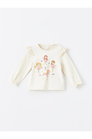 LC Waikiki Crew Neck Long Sleeve Printed Baby Girl Blouse and Leggings 2 Pieces Set