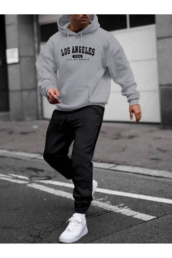 Cakkey Men's Grimelange Usa Black Hooded Sweat Black Tracksuit Set