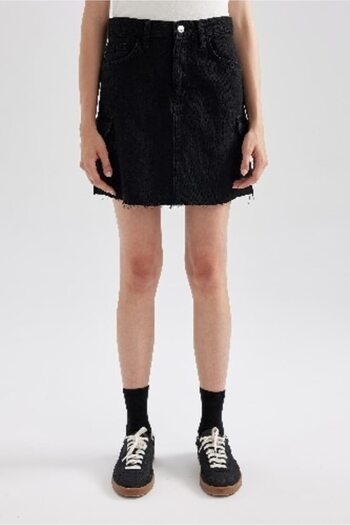 DeFacto Cargo Fit Black Mini Jean Skirt A9588ax23au
