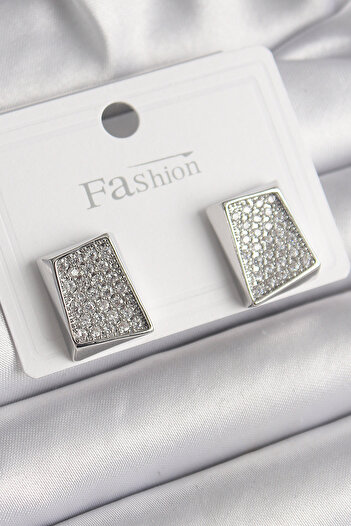 BESKAR Brass Silver Color Zircon Stone Plate Model Women's Earrings