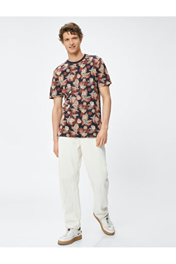 Koton Pinecone Printed T-Shirt Crew Neck Slim Fit Cotton
