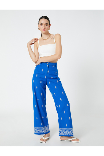 Koton Wide Leg Ethnic Embroidered Trousers