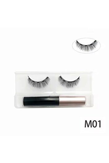 Genel Markalar Manyetik Eyeliner'lı Mıknatıslı Doğal Ipek Takma Kirpik #001 Yoğun