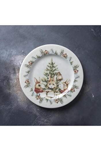 Kosova Züccaciye Ylb-1117 Bunny Christmas Yuv.Cake Plate - Mst490